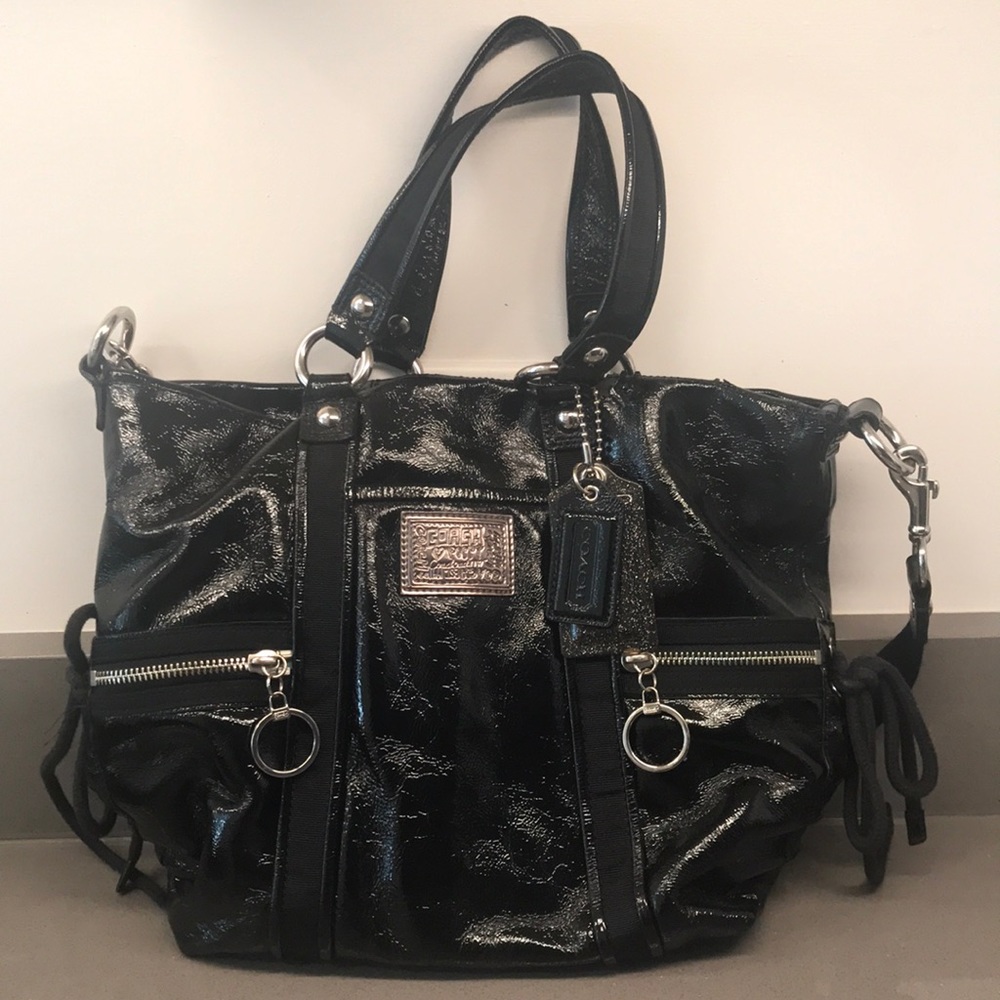 COACH black patent leather bag